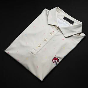 G/FORE Swag Golf Flipper Polo in Cream w/ Multicolor Star Print Size Medium